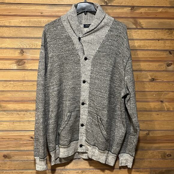 POLO Ralph Lauren Men’s Thick Gray Shawl Collar Cardigan Sweater Size 2XLT - Picture 1 of 14